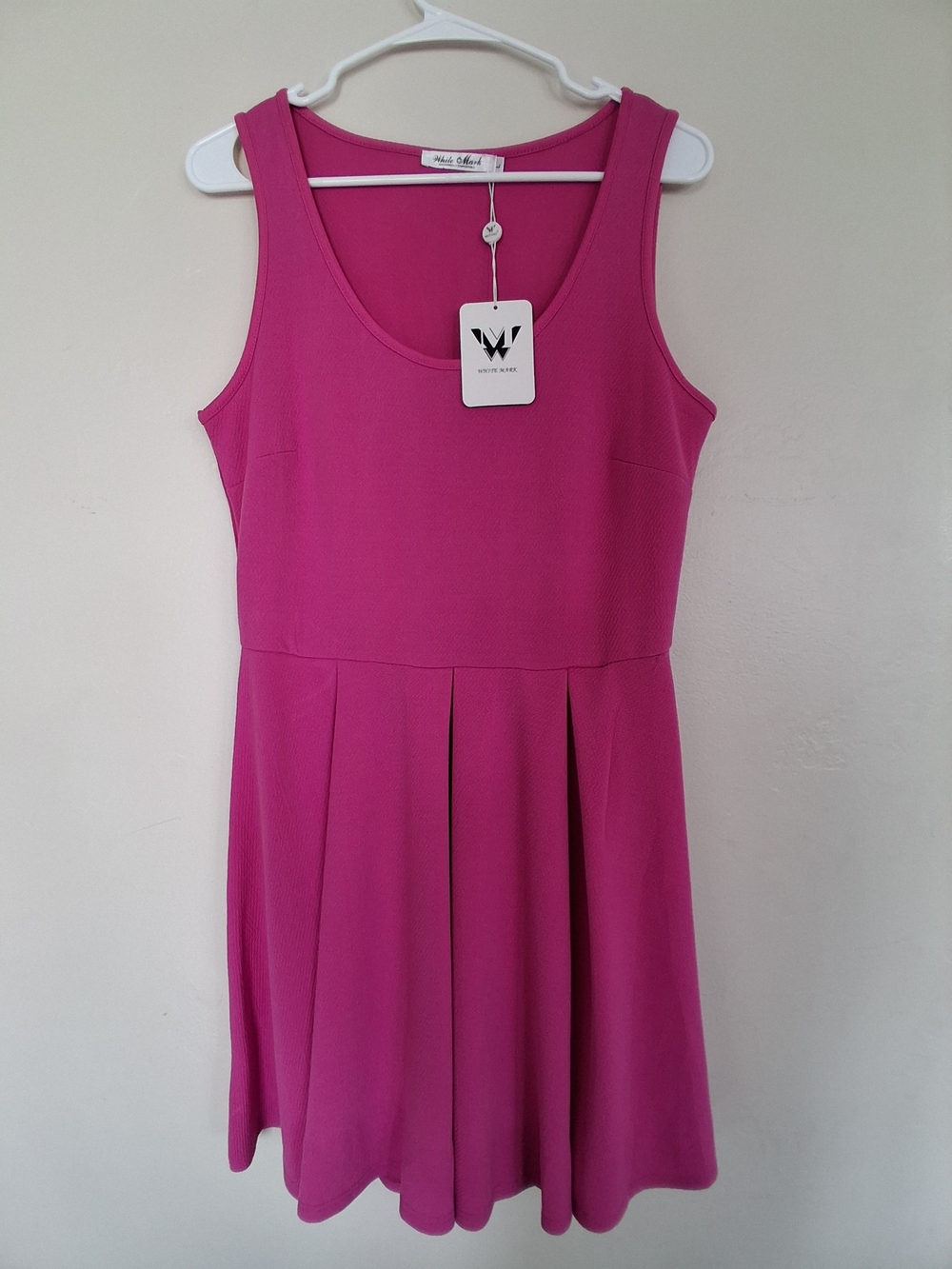 White Mark Hot Pink Scoop Neck Tank Dress